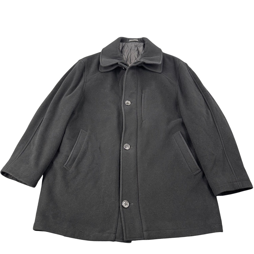 Lauren Ralph Lauren Duane Car Coat Mens 42R Wool Cashmere Black Y2K Formal